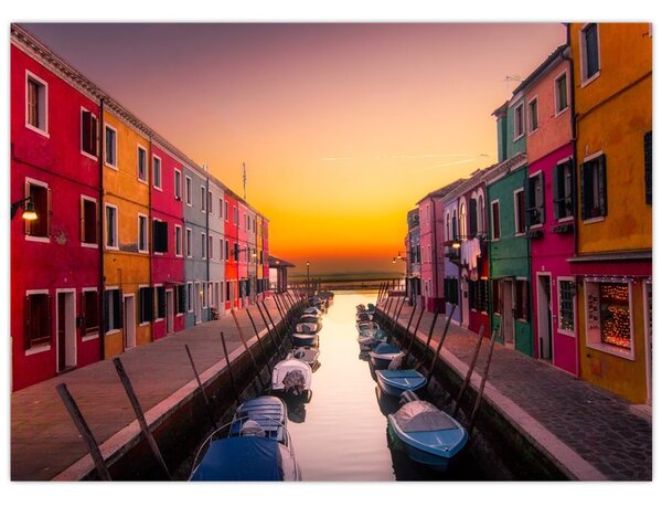 Kép - Naplemente, Burano sziget, Velence, Olaszország (70x50 cm)