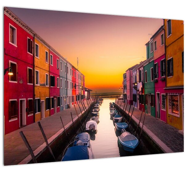 Kép - Naplemente, Burano sziget, Velence, Olaszország (70x50 cm)