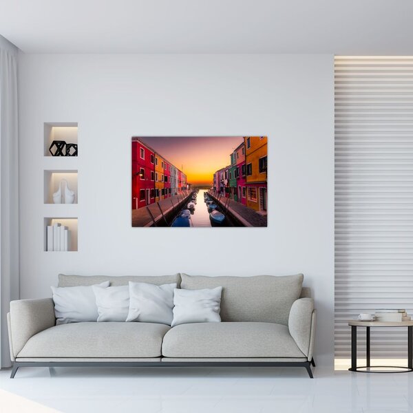 Kép - Naplemente, Burano sziget, Velence, Olaszország (90x60 cm)