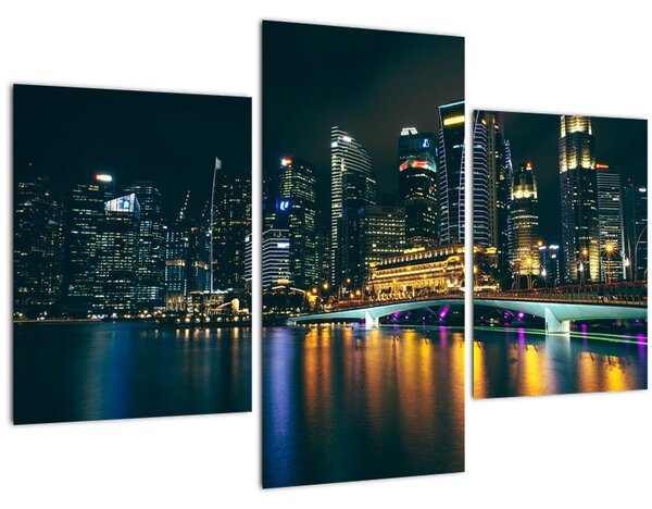Egy kép az éjszakai Szingapúrról (90x60 cm)