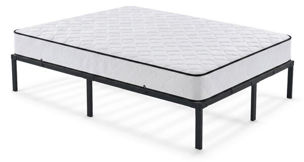 AKORD Furniture Factory Összecsukható Fém Ágykeret Rugós Matraccal 120x200 cm Fekete 9 Lábbal 20 Léccel