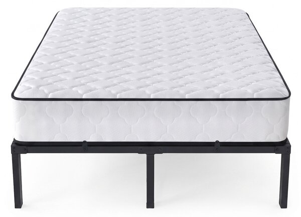 AKORD Furniture Factory Összecsukható Fém Ágykeret Rugós Matraccal 120x200 cm Fekete 9 Lábbal 20 Léccel