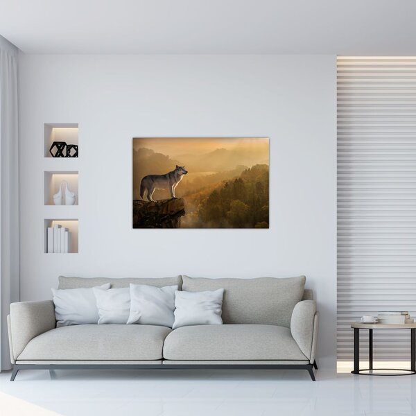 Egy farkas képe a sziklán (90x60 cm)