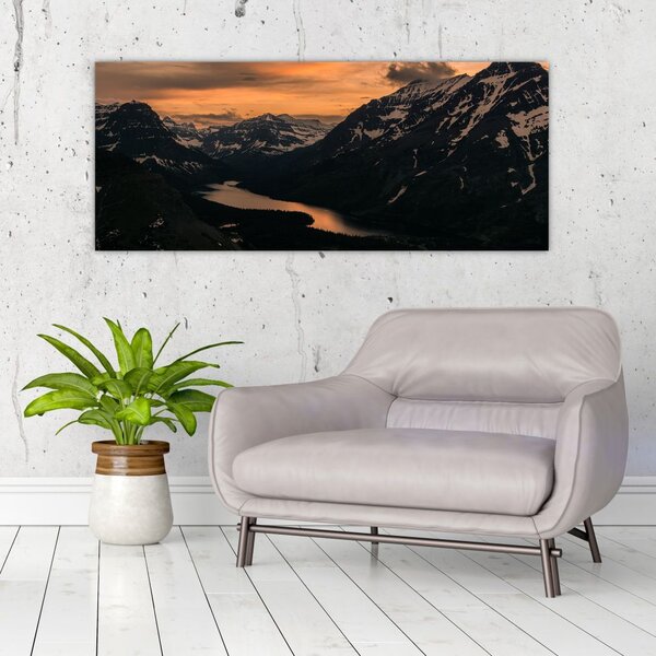 Egy tó képe a hegyek között (120x50 cm)