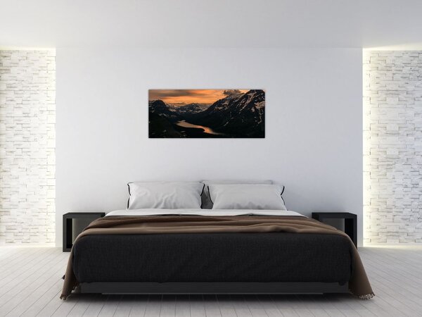 Egy tó képe a hegyek között (120x50 cm)