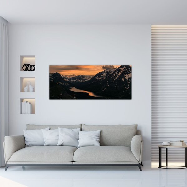 Egy tó képe a hegyek között (120x50 cm)