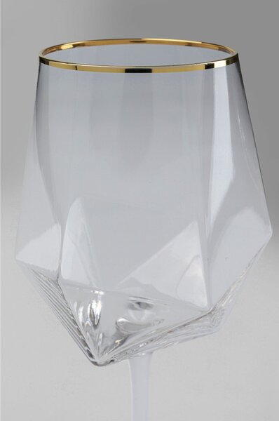 Kare Design Diamond Rim boros pohár készlet üveg átlátszó arany szegéllyel 525 ml