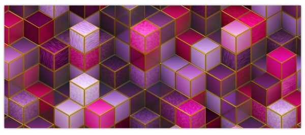 Lila kockák képe (120x50 cm)