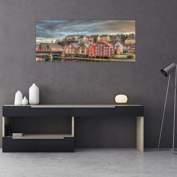 Kép - házak a folyó mellett (120x50 cm)