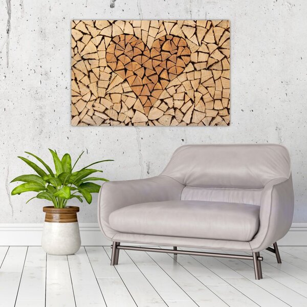 Kép - szív fából (90x60 cm)