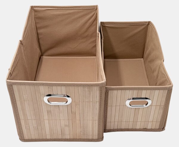 Sinsay - Tárolódoboz-készlet bambusz előlappal 2 pack - bézs