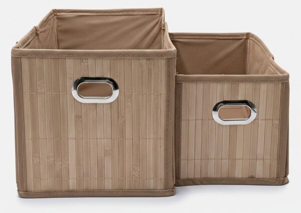 Sinsay - Tárolódoboz-készlet bambusz előlappal 2 pack - bézs