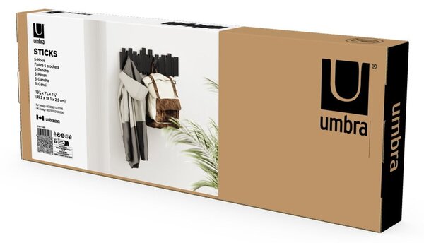 Fekete műanyag fali fogas Sticks – Umbra