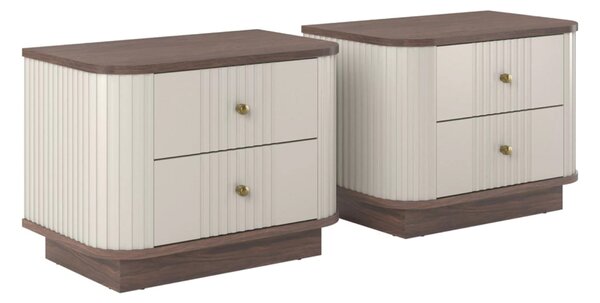 Vesper éjjeliszekrény készlet 2 db-os 56 cm - kasmír / dió / arany fogantyúk