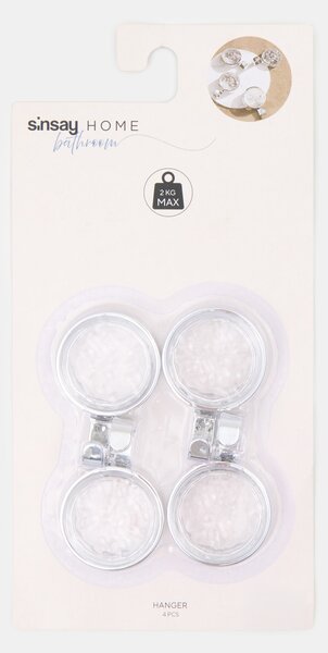 Sinsay - Öntapadós fürdőszobai akasztókészlet 4 pack - clear