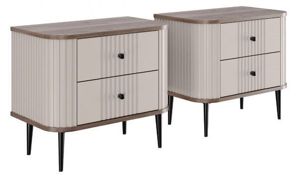 Vesper éjjeliszekrény készlet 56 cm - kasmír / diófa / fekete lábak