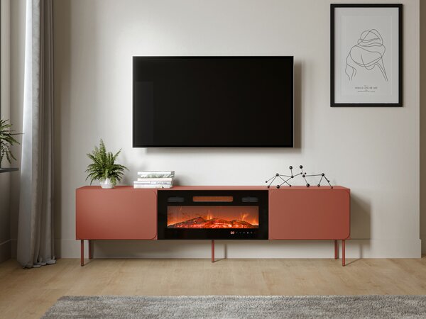 TV-állvány Fentore 104, Laminált forgácslap, Közepes sűrűségű farostlemez, 58x200x40cm, Piros