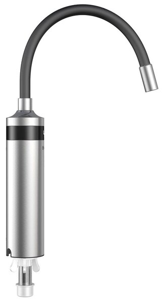 Aqualine Aqualine, TON elektromos keverőcsaptelep átfolyós vízmelegítővel, flexibilis karral, 230V, 3 kW, fekete/rozsdamentes acél, 211085