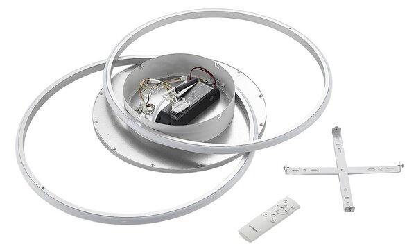 Lucande LED mennyezeti lámpa Senne, CCT, ezüst, fém, dimmelhető, Alu / szürke / cink, Hálószoba, fém, Modern