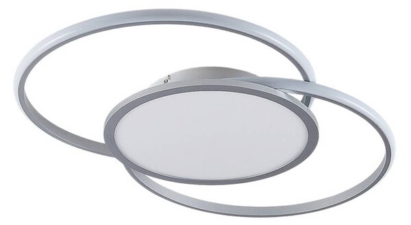 Lucande LED mennyezeti lámpa Senne, CCT, ezüst, fém, dimmelhető, Alu / szürke / cink, Hálószoba, fém, Modern