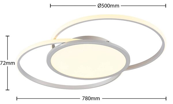 Lucande LED mennyezeti lámpa Senne, CCT, ezüst, fém, dimmelhető, Alu / szürke / cink, Hálószoba, fém, Modern