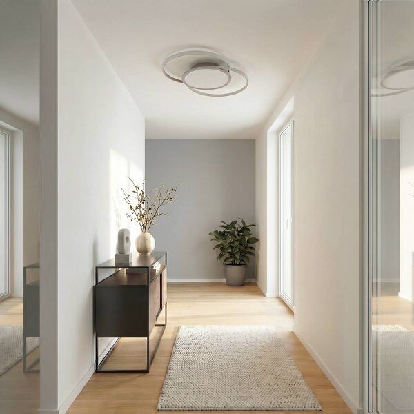 Lucande LED mennyezeti lámpa Senne, CCT, ezüst, fém, dimmelhető, Alu / szürke / cink, Hálószoba, fém, Modern