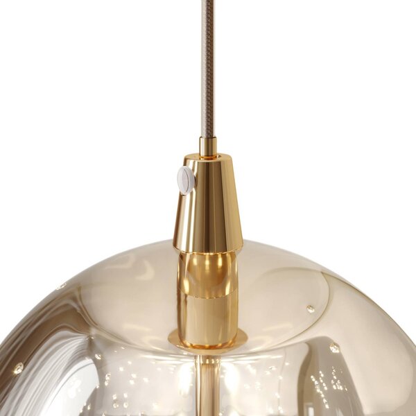 Lucande LED-es függőlámpa Hayley, Ø 30 cm, 5 lámpás, arany, üveg, Tiszta / átlátszó, Nappali / Étkező, Üveg, Modern