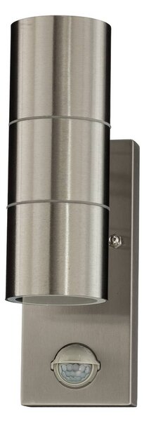 Lindby Eyrin kültéri fali lámpa, magasság 22 cm, rozsdamentes acél, érzékelő, dimmelhető, Alu / szürke / cink, Rozsdamentes acél, Modern
