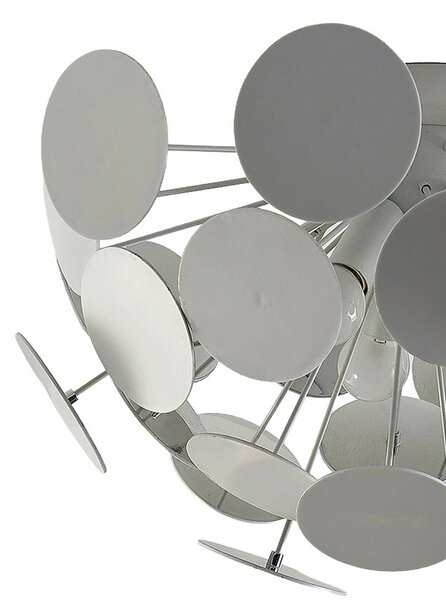 Lindby Kinan mennyezeti lámpa, Ø 54 cm, fehér, fém, E14, dimmelhető, Fehér / opál, Nappali / Étkező, Műanyag, Modern