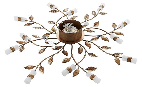 Lindby LED mennyezeti lámpa Bentas, bronz, fém, Ø 80cm, Bronz / antik sárgaréz, Nappali / Étkező, fém, Firenzei