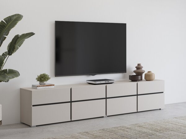TV-állvány Alfere 101, Laminált forgácslap, 48x225x40cm, Kasmír, Fekete