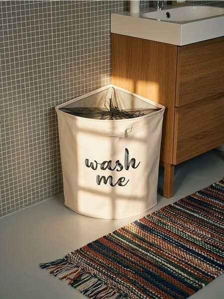 Sinsay - Feliratos szennyeskosár WASH TIME - fehér