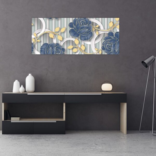 Kép - Rózsák és körök (120x50 cm)