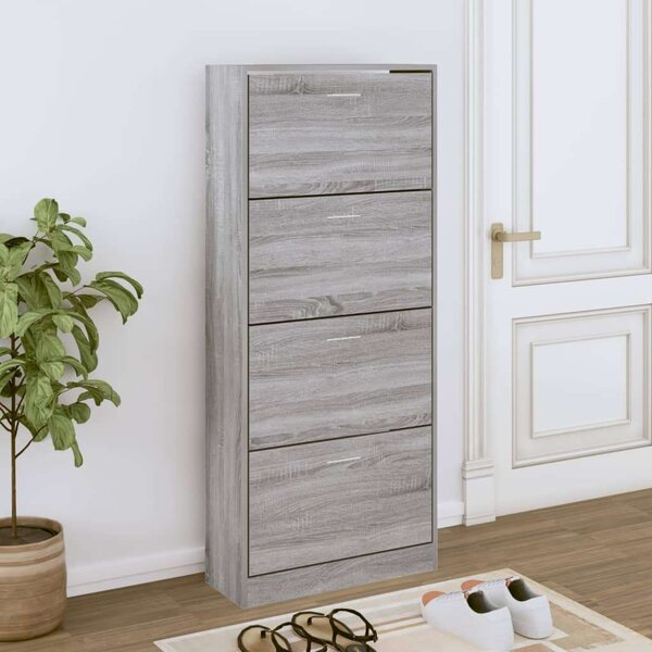 VidaXL szürke sonoma színű szerelt fa cipősszekrény 63x24x147 cm