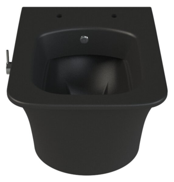 CeraStyle IBIZA fali WC - MATT FEKETE - BEÉPÍTETT bidé funkcióval - perem nélküli - 51 cm