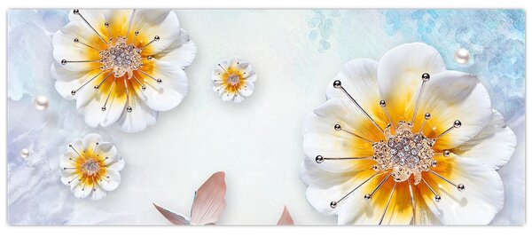 Kép - Kompozíció virágokkal és pillangókkal (120x50 cm)