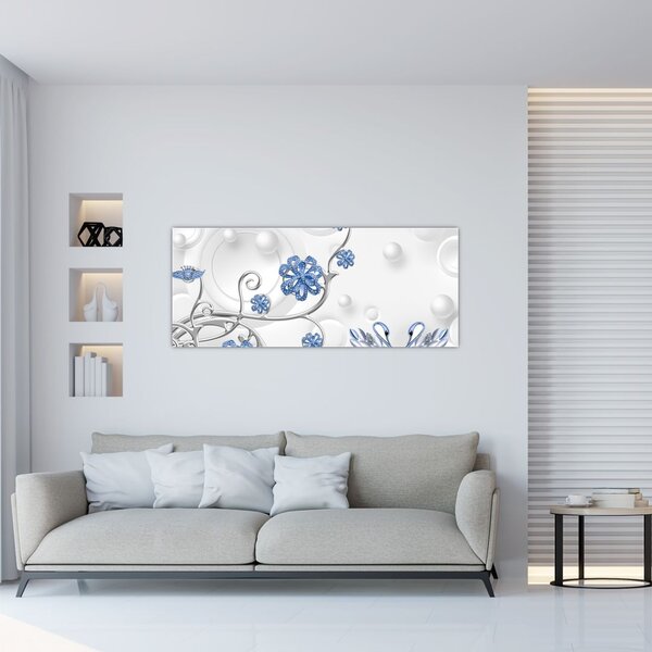 Kép - kék hattyúk (120x50 cm)