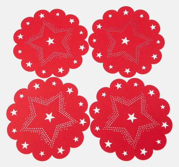 Sinsay - Asztali alátétek karácsonyi mintával 4 pack - piros