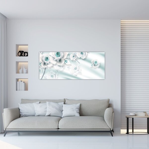Kép - Türkiz rózsa virágok (120x50 cm)