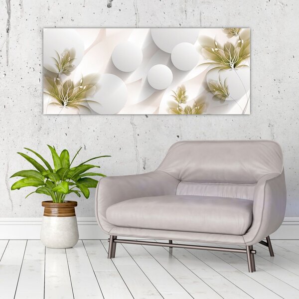 Kép - 3D körök virágokkal (120x50 cm)