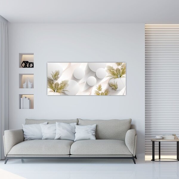 Kép - 3D körök virágokkal (120x50 cm)
