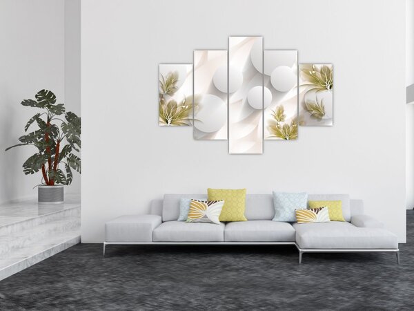 Kép - 3D körök virágokkal (150x105 cm)