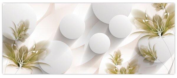 Kép - 3D körök virágokkal (120x50 cm)