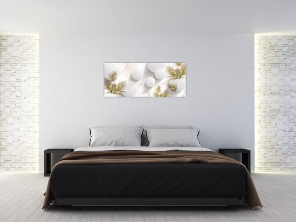 Kép - 3D körök virágokkal (120x50 cm)