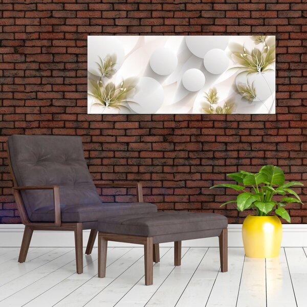 Kép - 3D körök virágokkal (120x50 cm)
