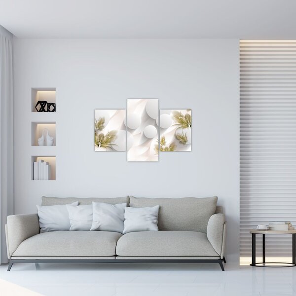 Kép - 3D körök virágokkal (90x60 cm)