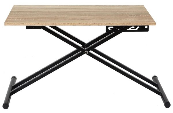 Dohányzóasztal 80x48 cm, állítható magasság, fém lábakkal, fa minta fekete - REMONTABLE