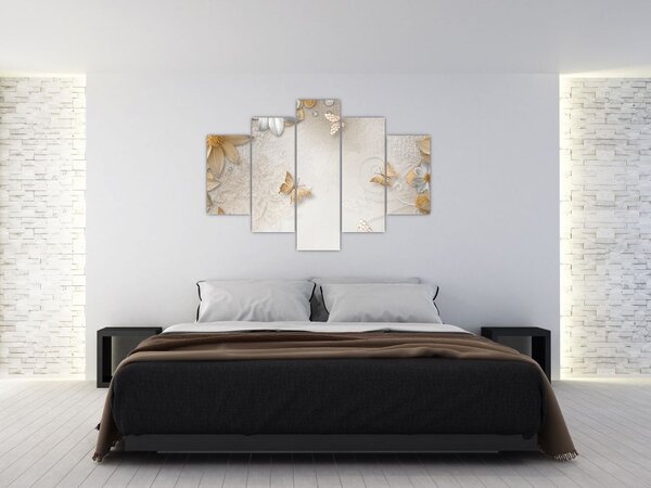 Kép - virágok pillangókkal (150x105 cm)