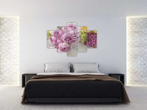 Kép - Virágok a falon pasztell színekben (150x105 cm)