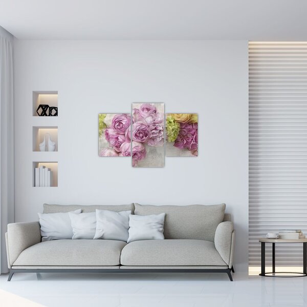 Kép - Virágok a falon pasztell színekben (90x60 cm)